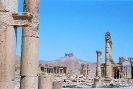 Palmyra - Hoofdstraat met kasteel op achtergrond